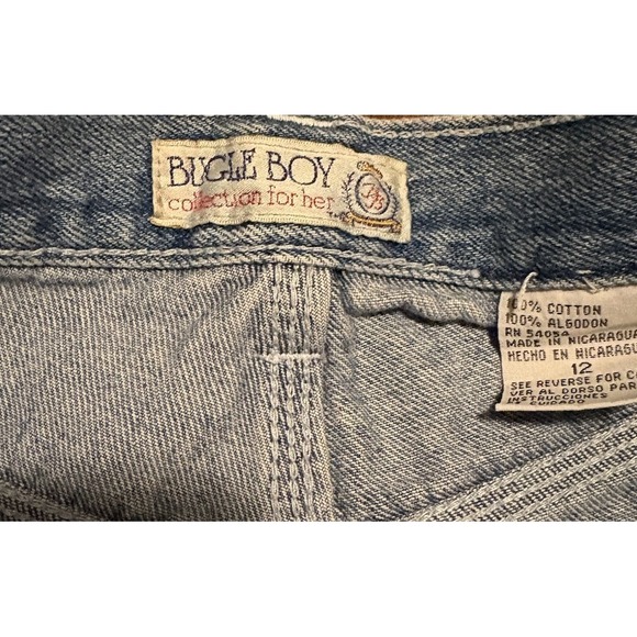 Bugle Boy Women's Vtg Denim Light Wash Cargo Shorts Sz 12 - High Waist -80's Mom - Picture 4 of 6